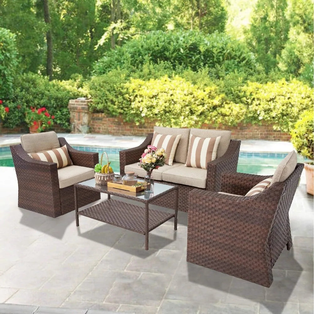 7-Piece Wicker Outdoor Lounge Set