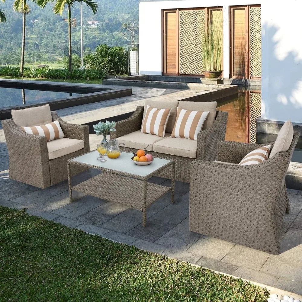 7-Piece Wicker Outdoor Lounge Set