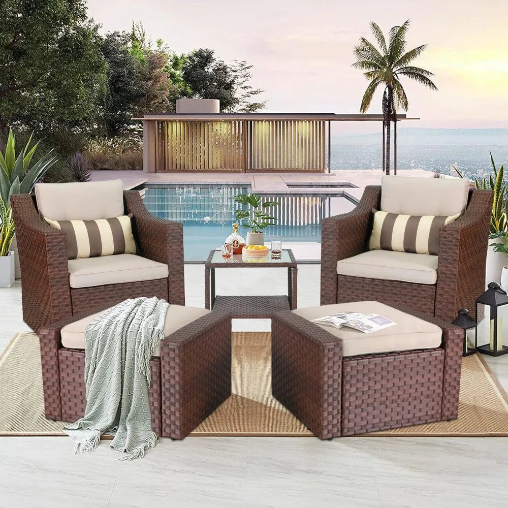 7-Piece Wicker Outdoor Lounge Set