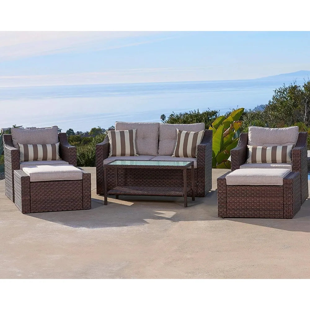 7-Piece Wicker Outdoor Lounge Set