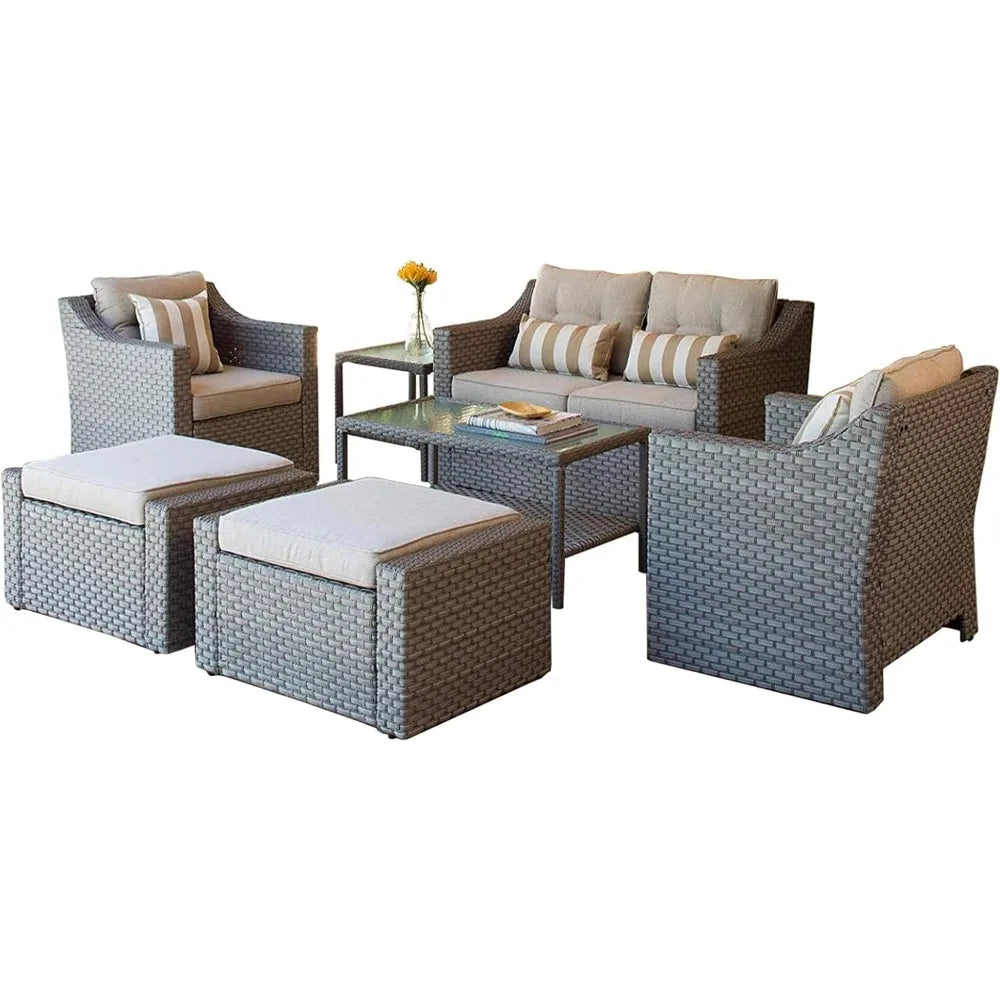 7-Piece Wicker Outdoor Lounge Set