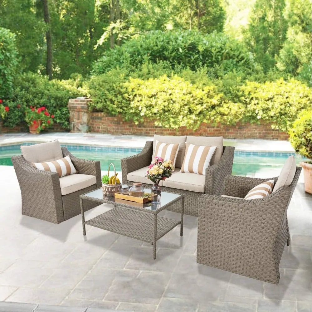 7-Piece Wicker Outdoor Lounge Set