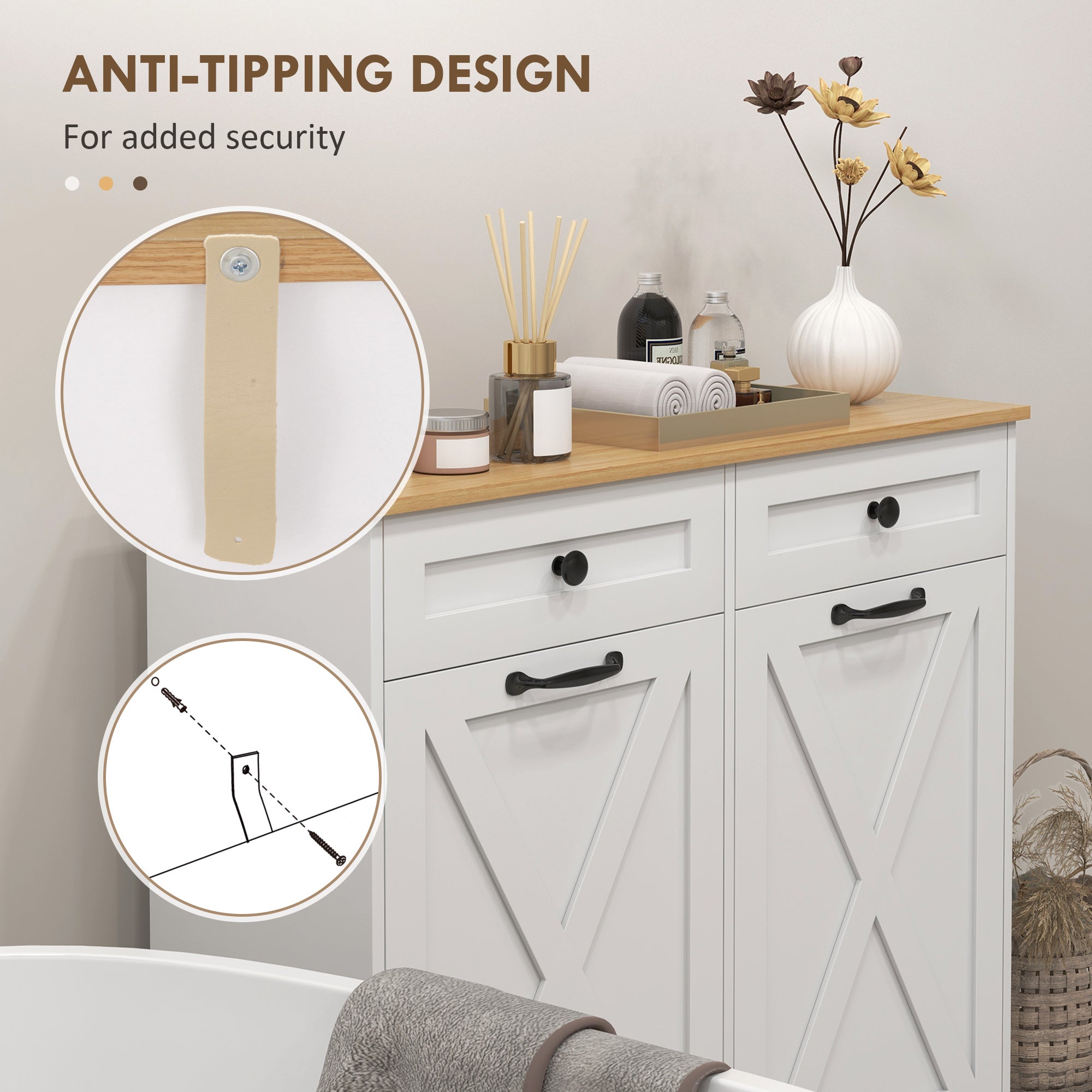 White Tilt-Out Laundry Cabinet Two-Bin Drawer