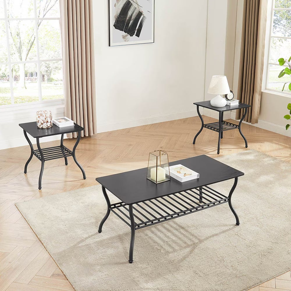 Conjunto Contemporáneo de 3 Piezas de Mesa de Centro Mesa de Centro Rectangular