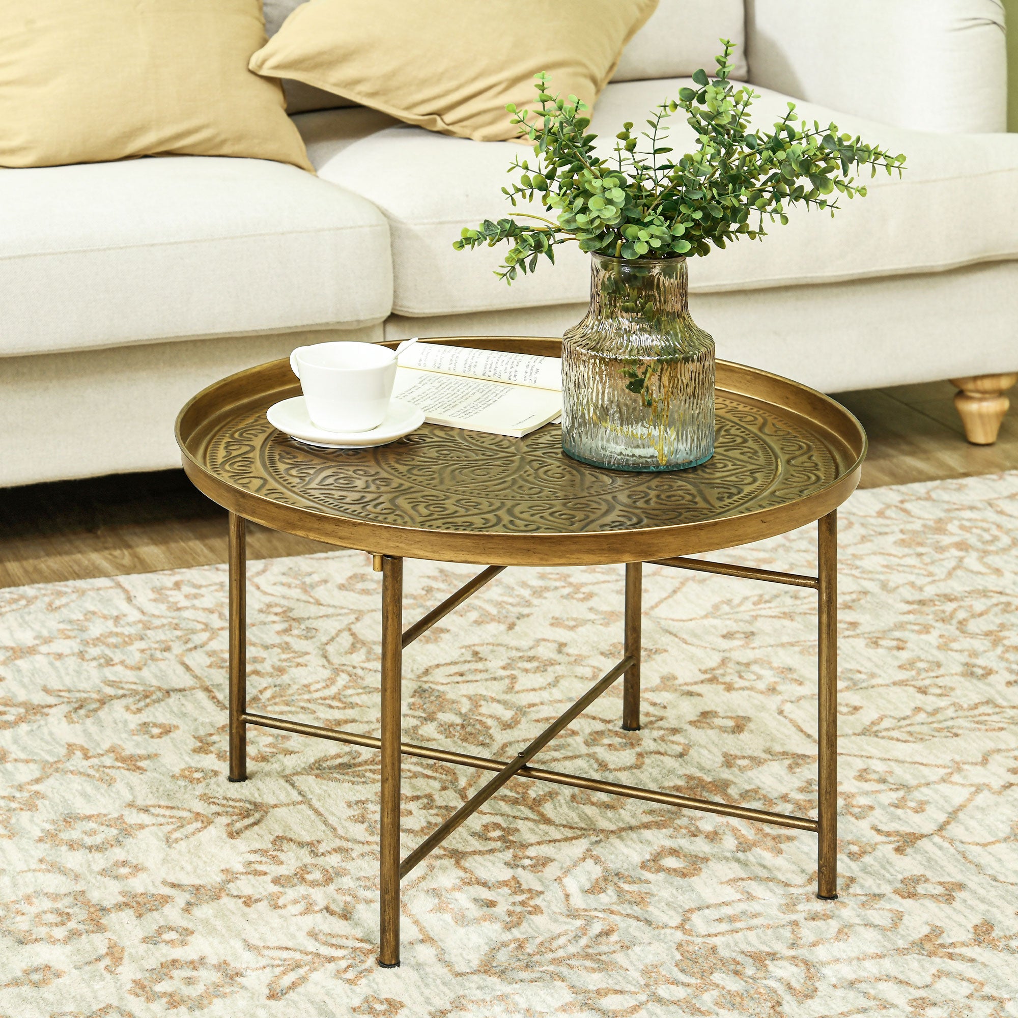 Black Hammered Tray Table