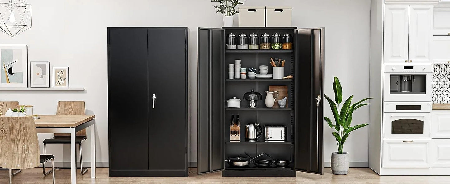 72-Inch Black Steel Storage Cabinet