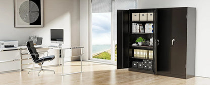 72-Inch Black Steel Storage Cabinet