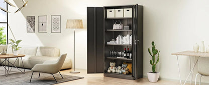 72-Inch Black Steel Storage Cabinet