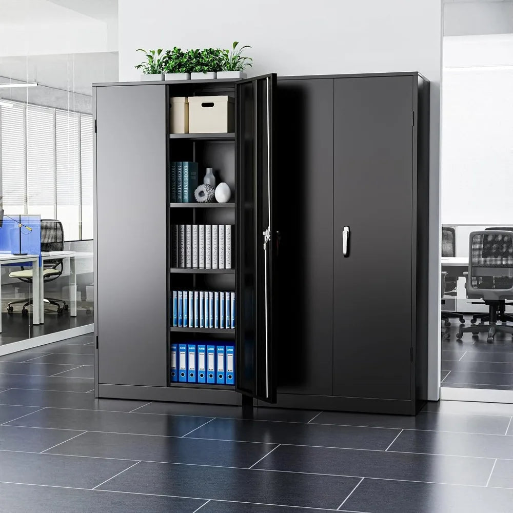 72-Inch Black Steel Storage Cabinet