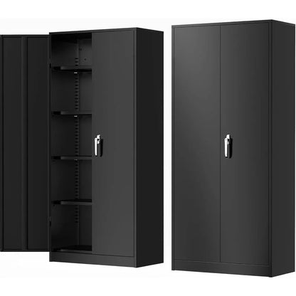 72-Inch Black Steel Storage Cabinet