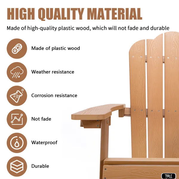 Silla Adirondack TALE para Patio Muebles de Exterior Pintados con Portavasos Madera Plástica Resistente a Todas las Climas y Antidesvanecimiento para Césped y Terraza
