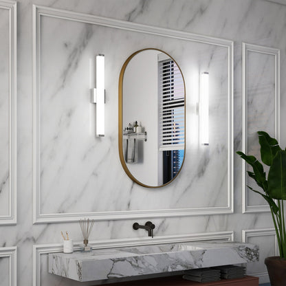 Bathroom Vanity Light Brushed Nickel Square LED 25 Inch 14W 6000K Cool White Light Wall Bar Lighting Fixtures Over Mirror -Brushed Nickel, 25in