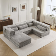 Light Grey Modular Sofa Cozy Adaptable Design