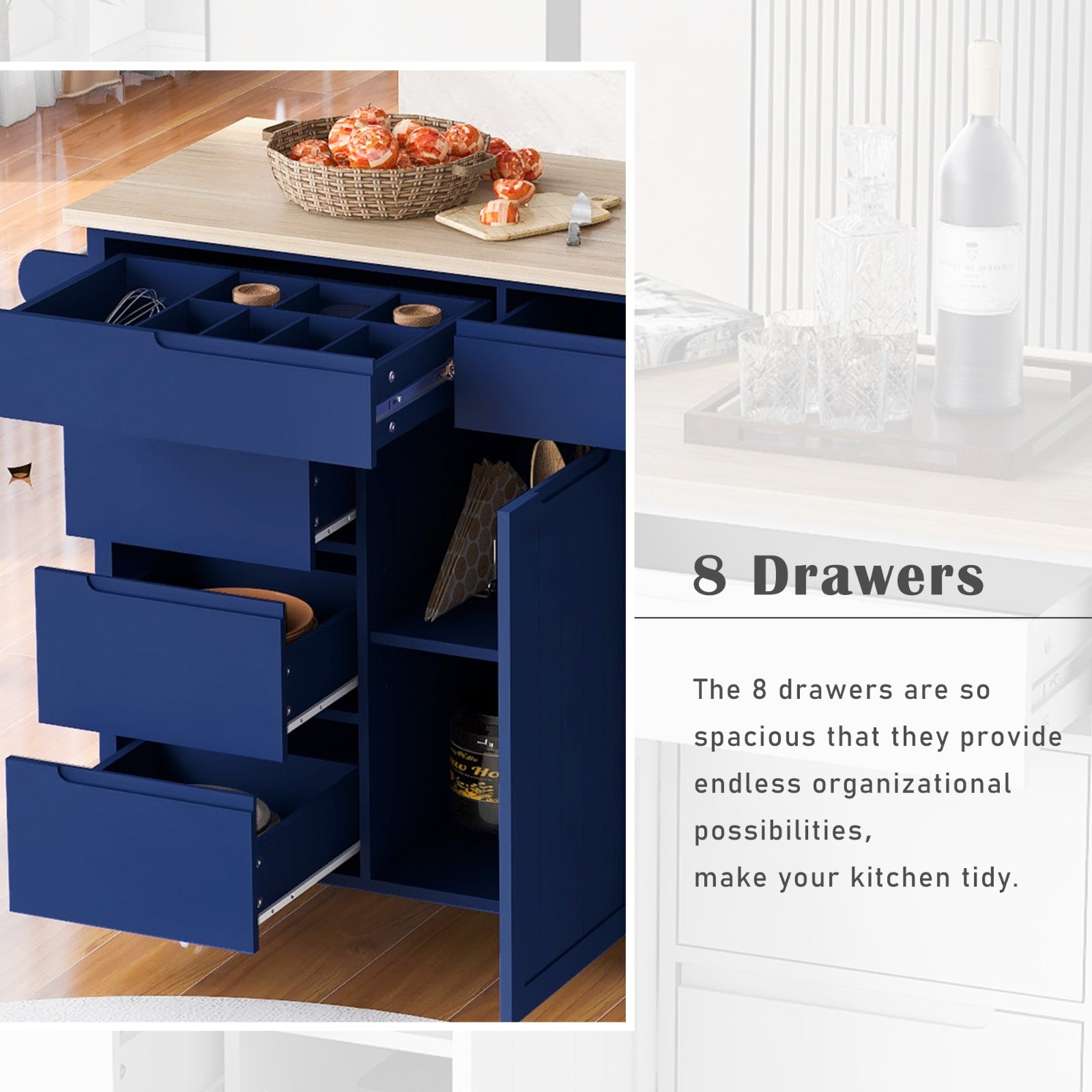 Blue Wood Kitchen Cart