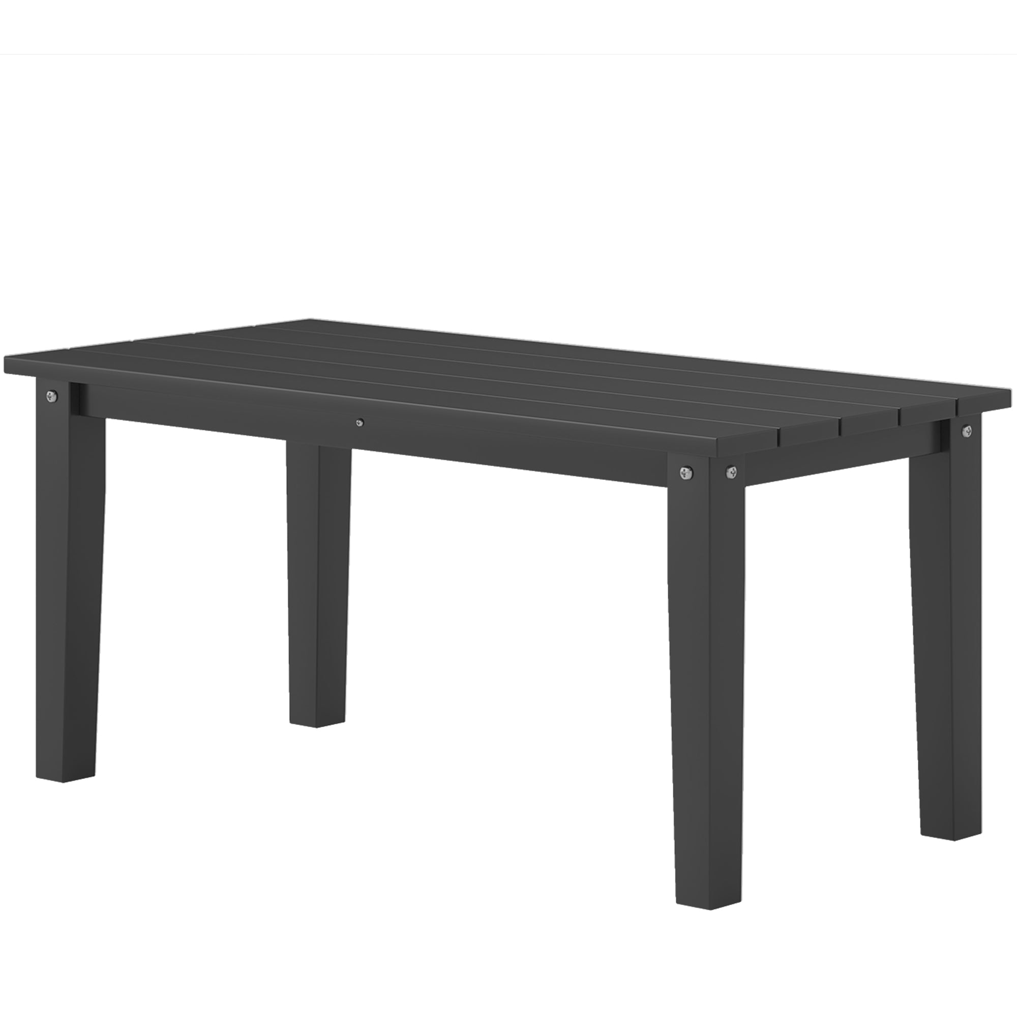 Mesa de Café Exterior Rectangular, Mesa de Patio Exterior Resistente a Todas las Inclemencias del Tiempo en HDPE con Superficie de Mesa con Listones para Jardín, Balcón, Negro