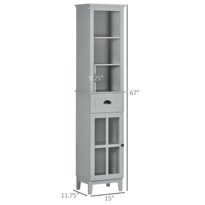 Slim Bathroom Storage Cabinet Door & Shelves Tower