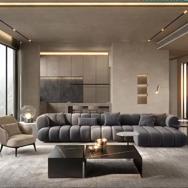 ATUNUS Muebles para el Hogar Americanos Grandes de Terciopelo Estilo Nórdico Moderno Sofá Modular de Esquina en Forma de L para Sala de Estar Conjunto de Sofá Seccional