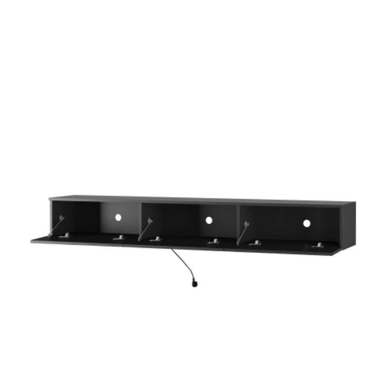 Schwebender TV-Ständer Wandmontiert mit 16-farbigen LEDs, Modernes TV-Ständer, Schwebender TV-Schrank Entertainment-Center für 55 60 65 Zoll TV, Schwarz
