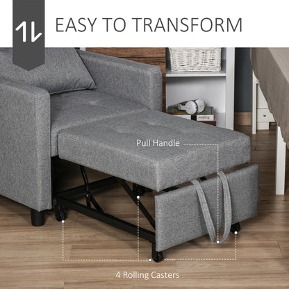 Convertible Sofa Lounger Chair Bed Multi-Functional Sleeper Recliner with Tufted Upholstered Adjustable Angle Backrest
