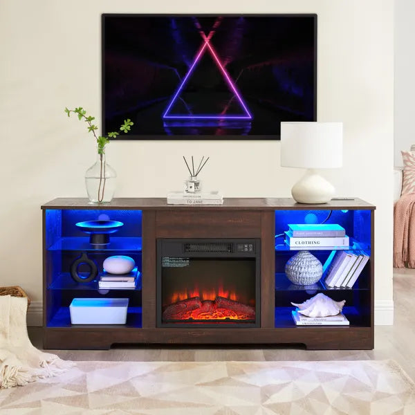 Espresso Fireplace TV Stand