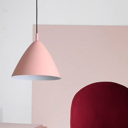 Modern Metal Tapered Ceiling Pendant Light - 10.5"/13"/16" Diameter - Hanging Lamp Kit in Pink/Blue/Green - 1 Light