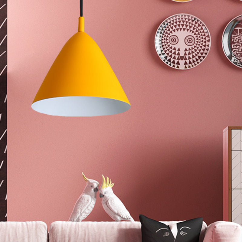 Modern Metal Tapered Ceiling Pendant Light - 10.5"/13"/16" Diameter - Hanging Lamp Kit in Pink/Blue/Green - 1 Light