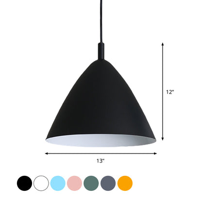 Modern Metal Tapered Ceiling Pendant Light - 10.5"/13"/16" Diameter - Hanging Lamp Kit in Pink/Blue/Green - 1 Light