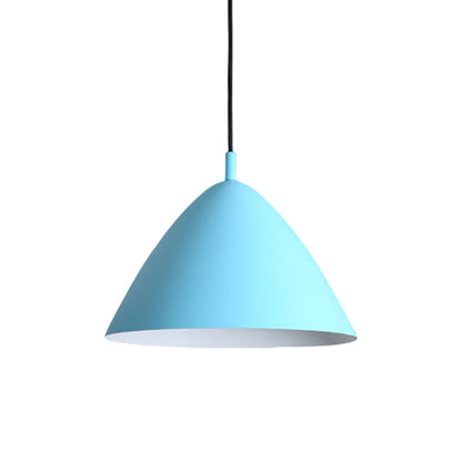 Modern Metal Tapered Ceiling Pendant Light - 10.5"/13"/16" Diameter - Hanging Lamp Kit in Pink/Blue/Green - 1 Light