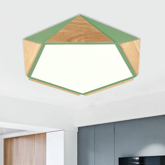 DecorBites™ DecorBites™ Stylish Wood LED Flush Light for Kids' Bedroom - Pentagon Ceiling Mount Macaron Design