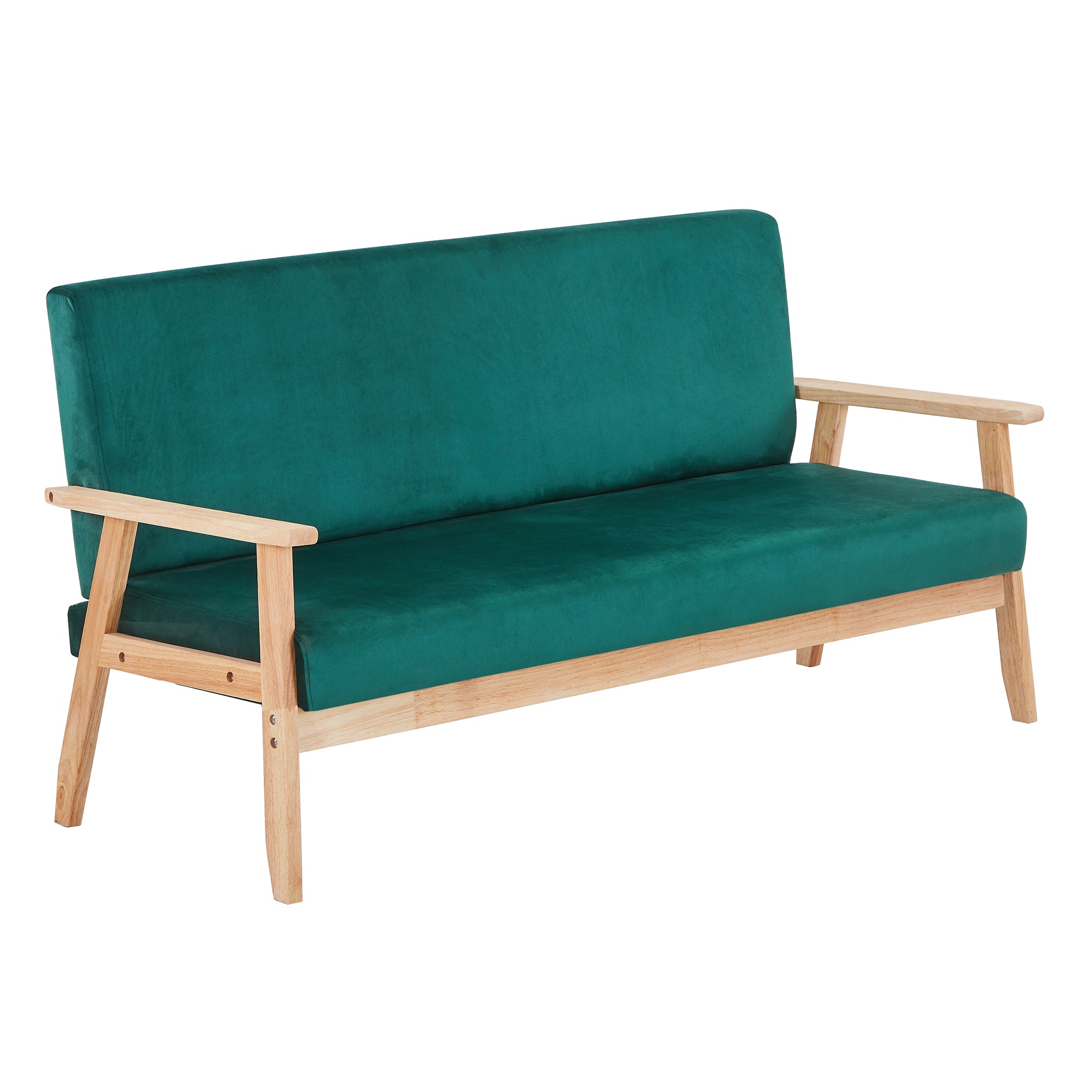 Wooden Arm Velvet Loveseat