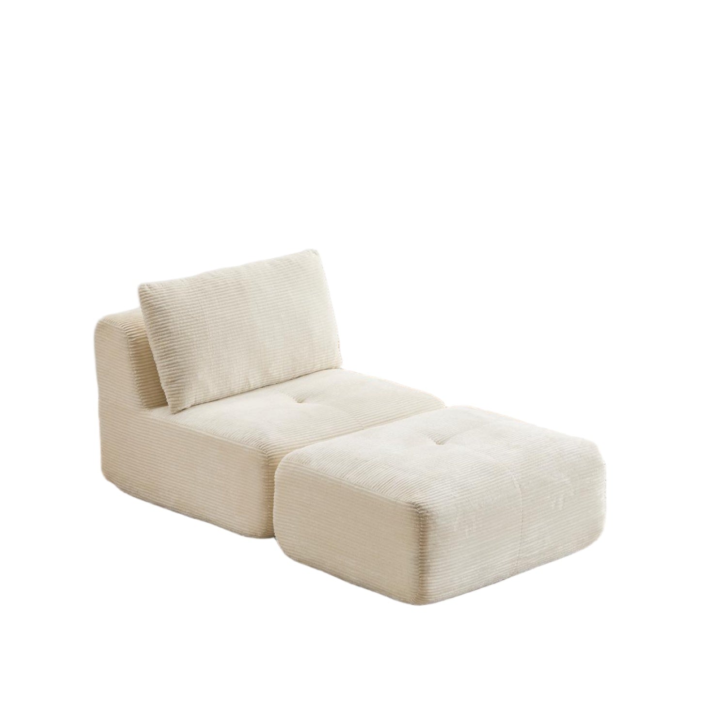 Sofá Moderno de Espuma de Memoria Comprimida, Chaise Longue Individual para Sala de Estar, Sofá Seccional Modular en Forma de Nube Amigable con Mascotas, Tela de Corduroy, Otomana Móvil, Sin Ensamblaje Requerido, Beige