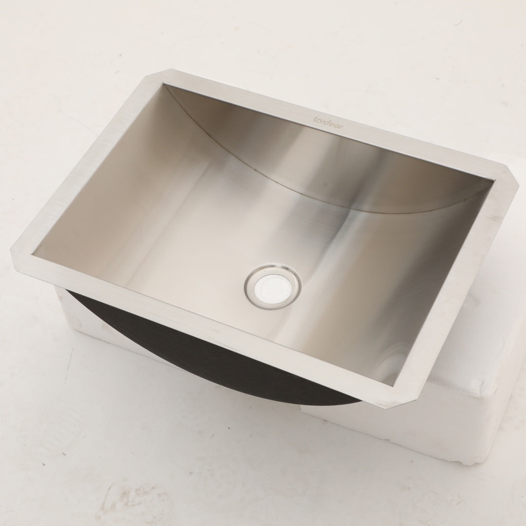 Brushed Nickel Stainless Steel Undermount Bathroom Sink With Pop-Up Drain, Easy To Clean, Durable, Noise-Reducing
