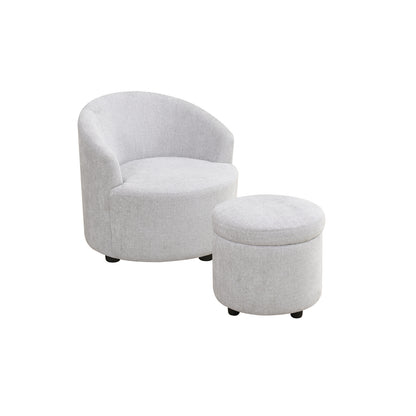 Sofa Stool Set With Storage Function, Grey-White Breathable Sackcloth