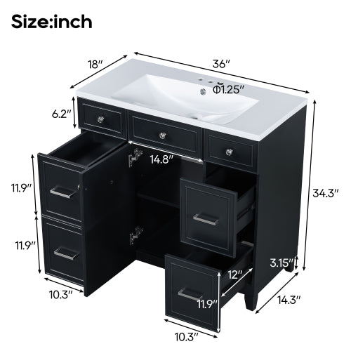 Black Shaker Vanity Cabinet