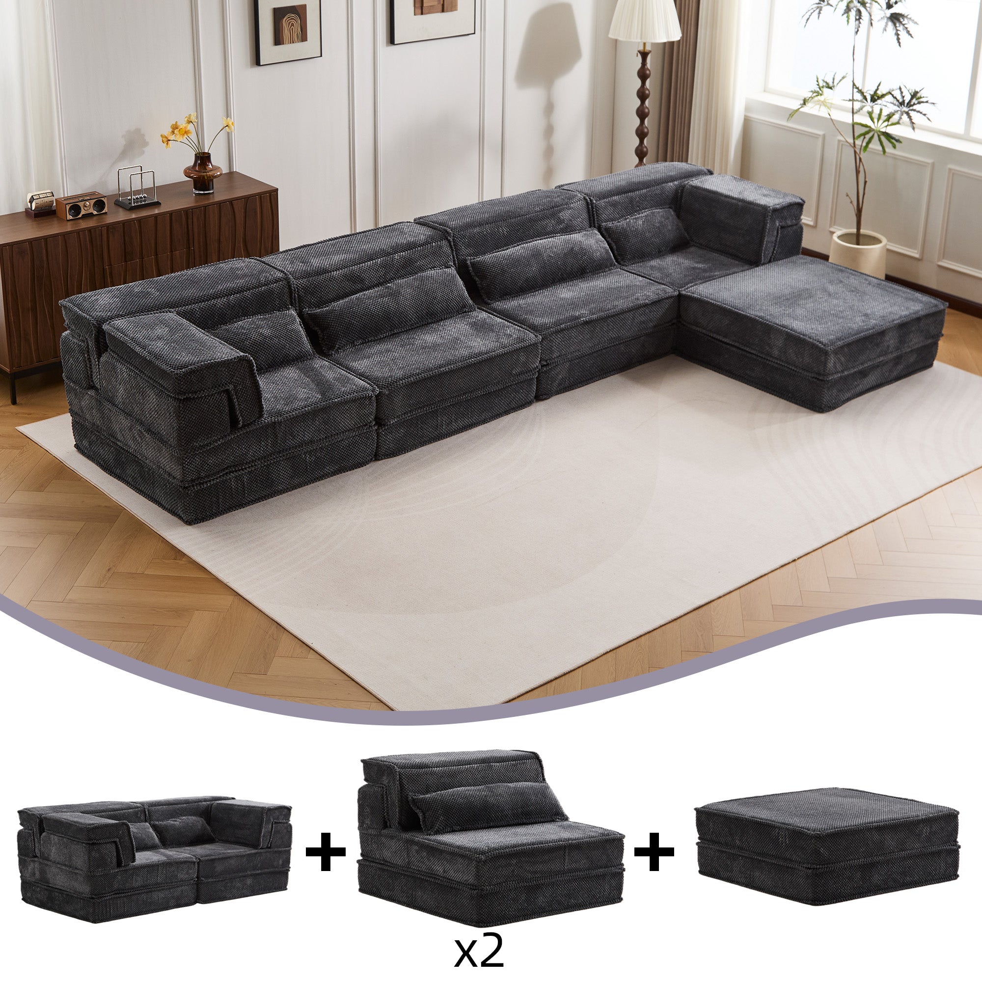 Dark Grey Sofa Ottoman