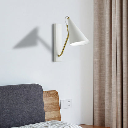 Lámpara de pared cónica de 1 cabezal para dormitorio, acabado blanco/negro