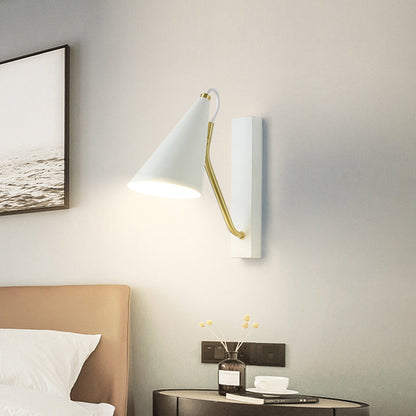 Lámpara de pared cónica de 1 cabezal para dormitorio, acabado blanco/negro