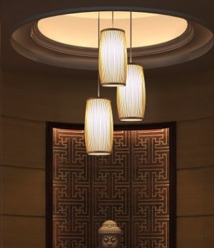 Lámpara decorativa para escalera de salón trenzado de bambú del sudeste asiático