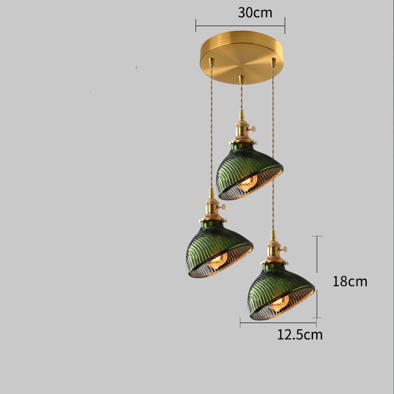 Copper Glass Chandelier Retro Style Multi-Size