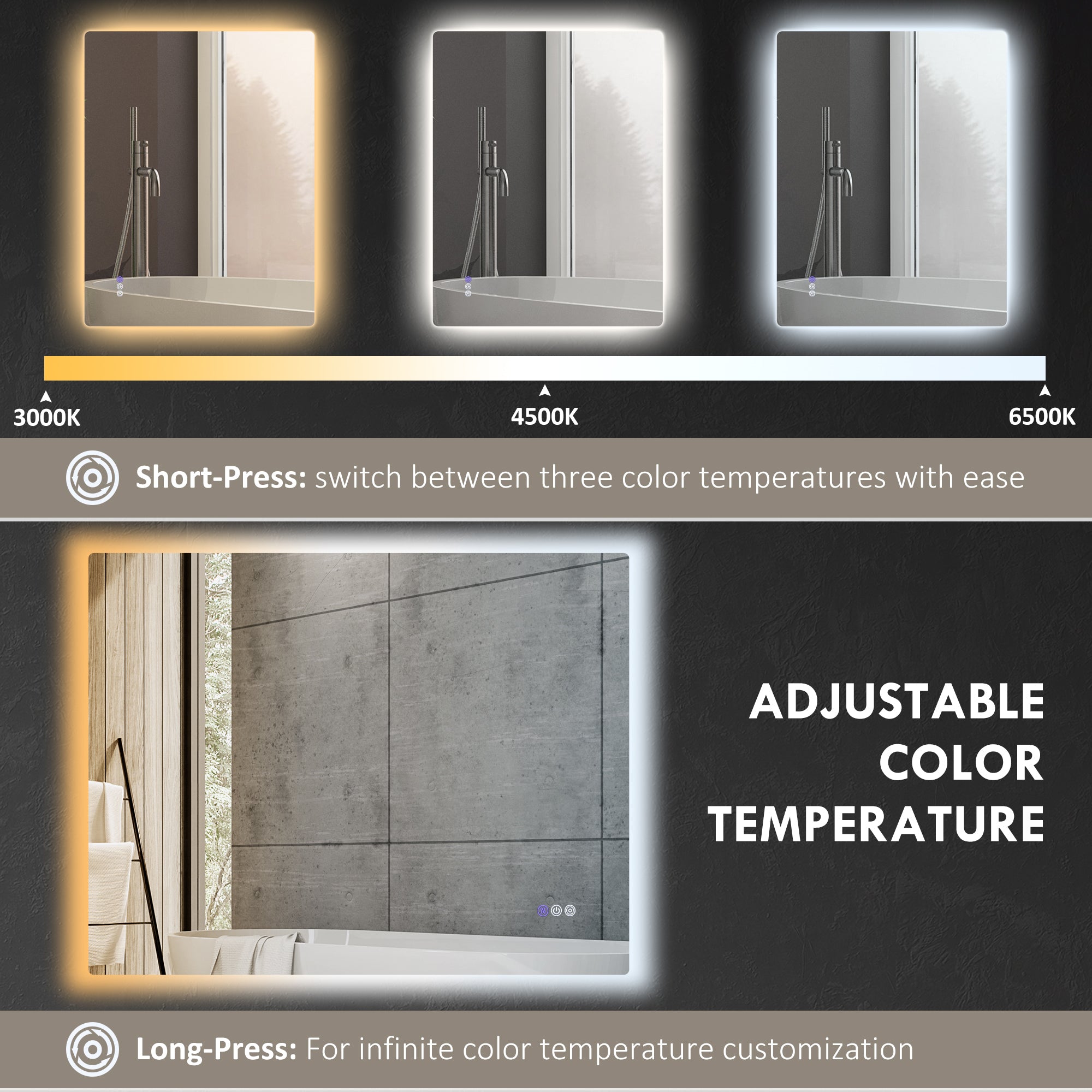 Backlit Anti-Fog Bathroom Mirror