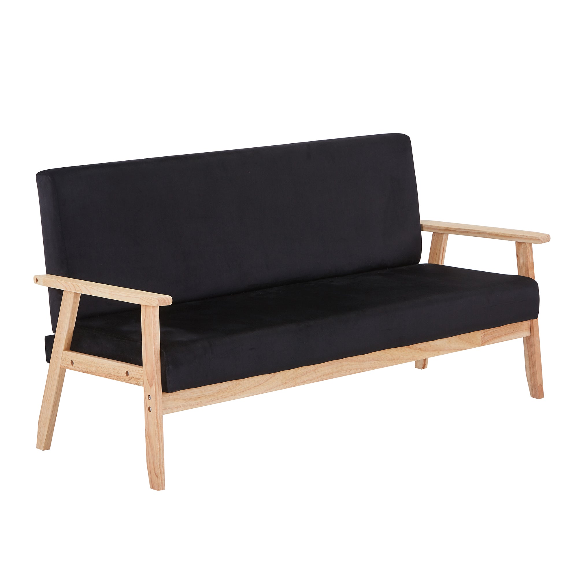 Wooden Arm Velvet Loveseat