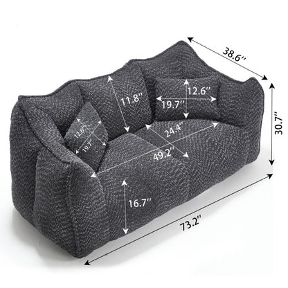 Compressed Plush Bean Bag Sofa Couch- High-Resilience Foam Filled, Ultra-Soft Boucle Lounge Chair For One Or Two People, Cozy Living Room Seating For Reading, Gaming & Relaxing, Space-Saving Vacuum