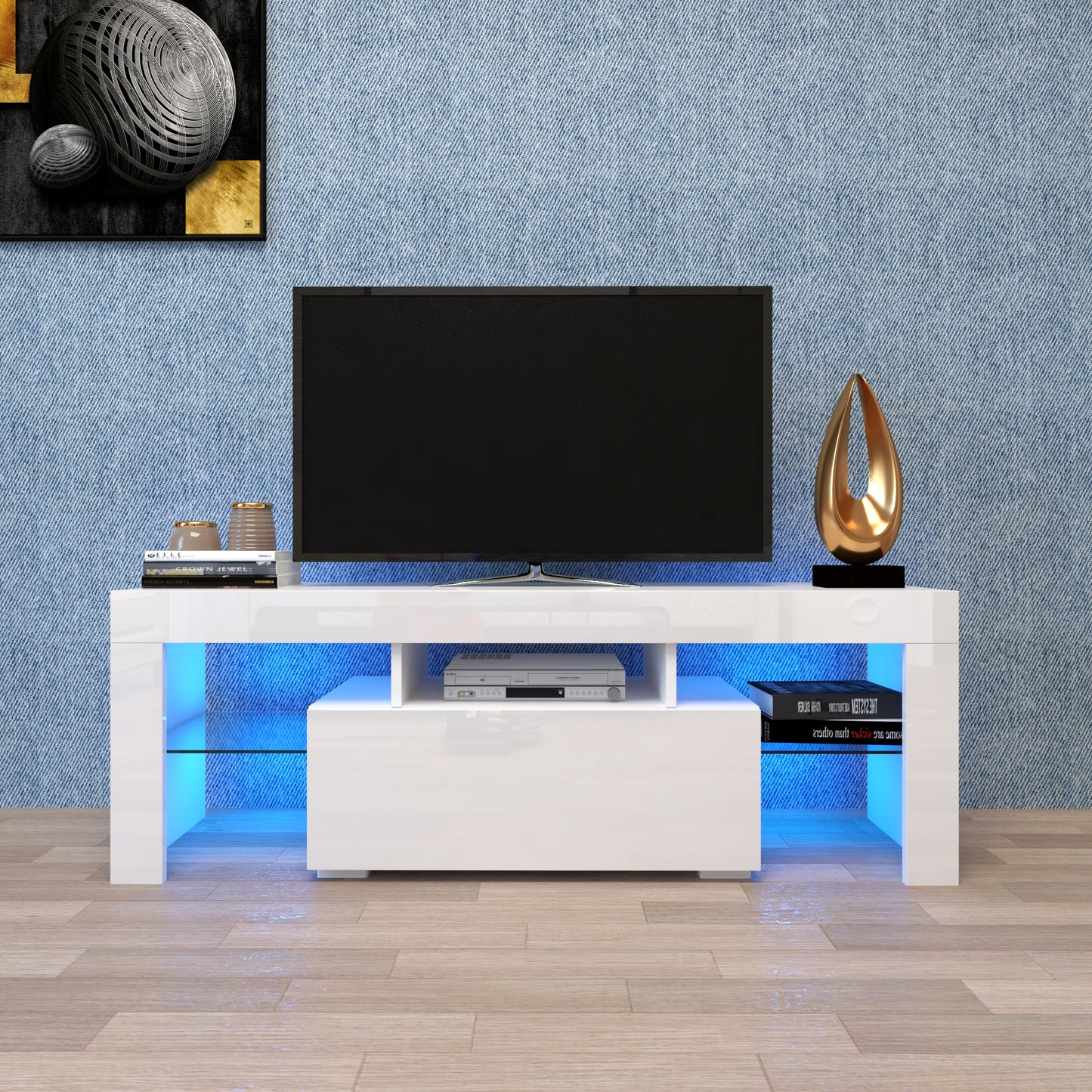 Entertainment TV Stand, Large TV Stand TV Base Stand With LED Light TV Cabinet.