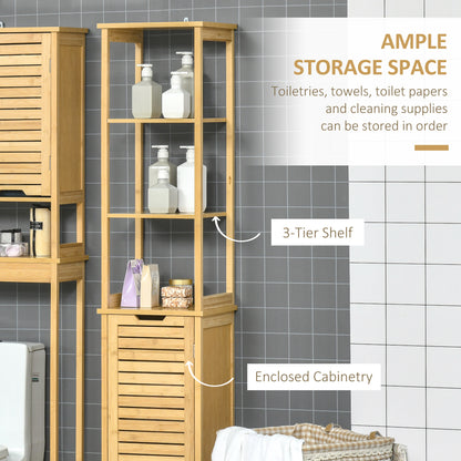 Bathroom Floor Cabinet with 3 Shelves and Cupboard