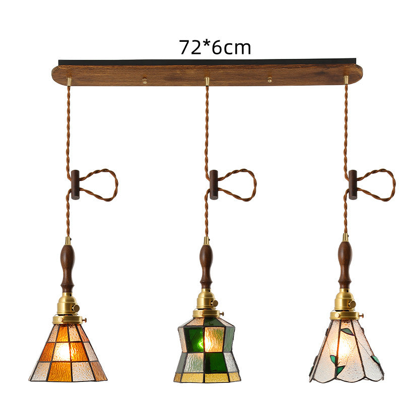 Brass Hand-Blown Glass Chandelier Light