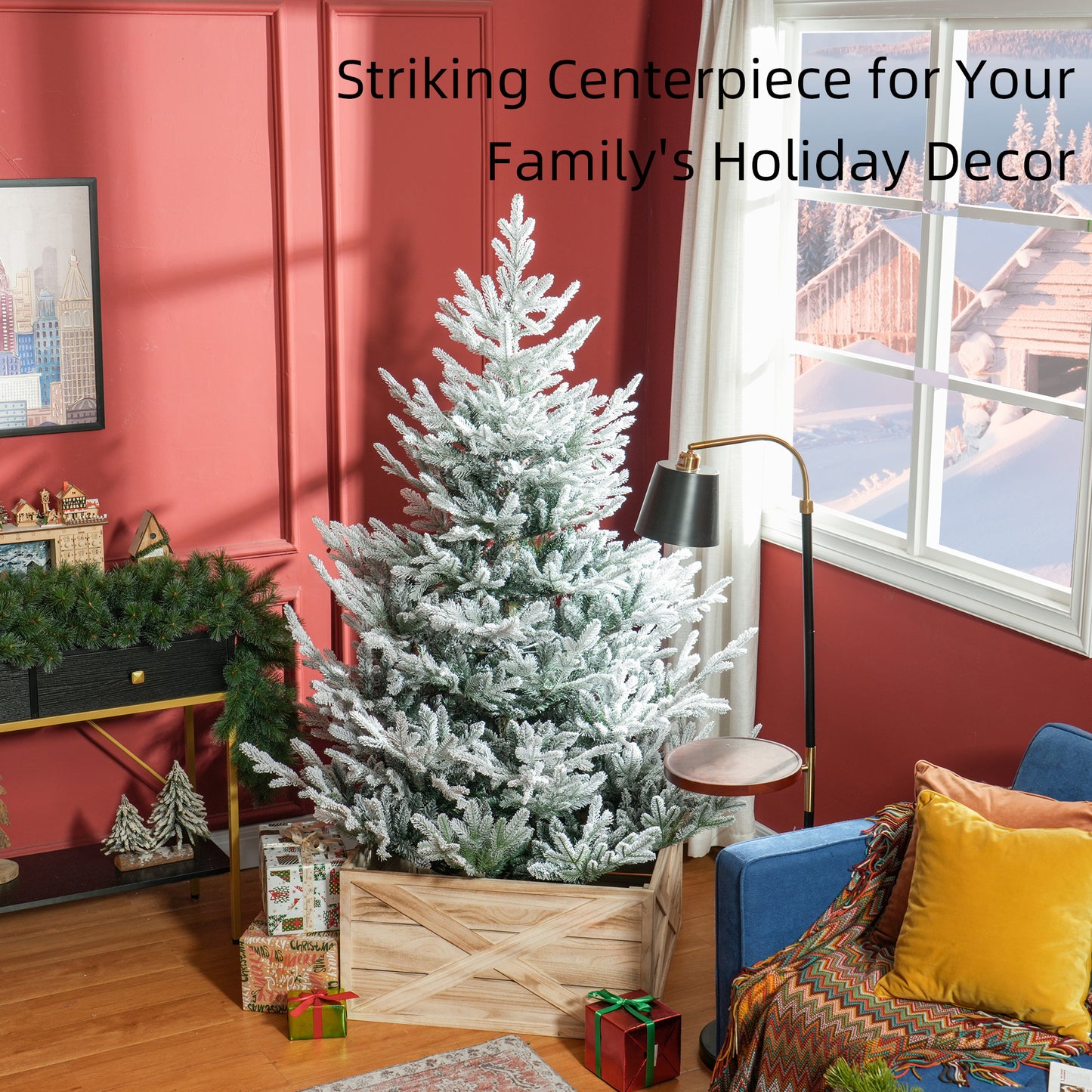 HOMCOM 6 Foot Artificial Christmas Tree, Pine Hinged Xmas Tree With 795 Realistic Branches, Steel Base, Auto Open, Green