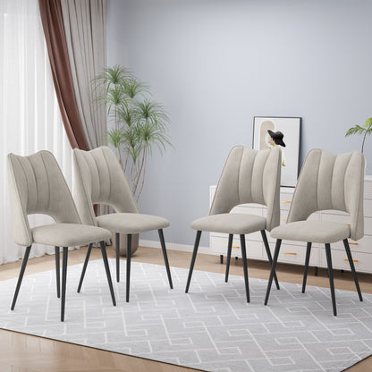 4-Chair Set Combination, Modern And Simple, With High Resilience Filling, Metal Legs, Adjustable Feet, Suitable For Kitchens And Dining Rooms,  Beige