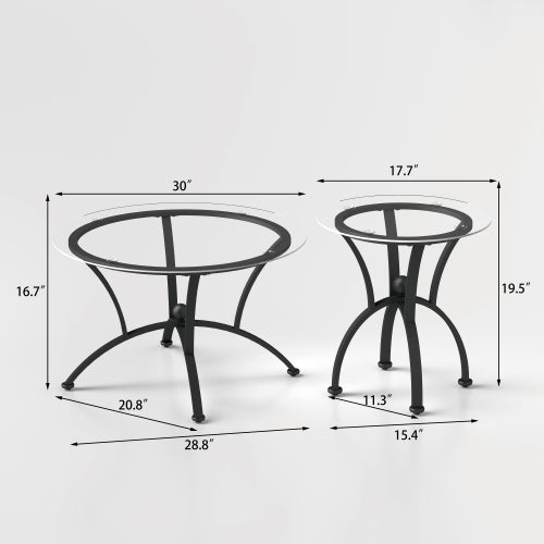 3-teiliges Couchtisch-Set mit gehärteter Glasoberfläche Deko-Couchtisch