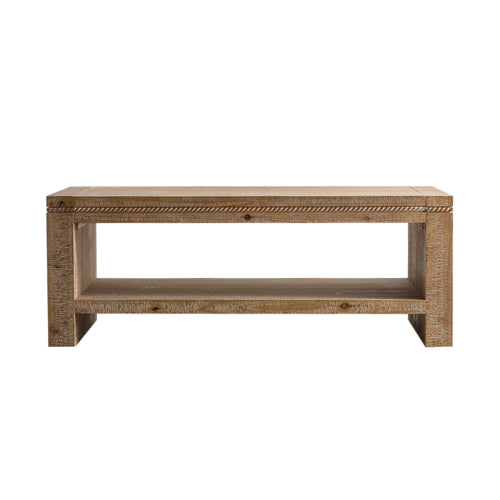 Mesa de Centro Rectangular de Madera Maciza para Sala de Estar, Mesa de Centro Rústica Grande de 2 Niveles con Estante de Almacenamiento, para Oficina y Apartamento, Ensamblaje Fácil