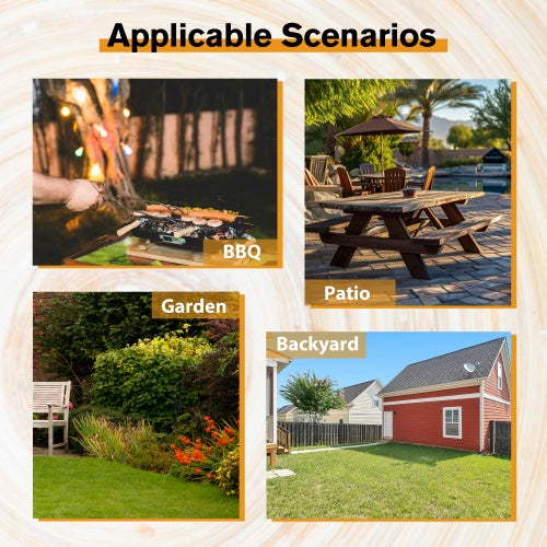 8 Person Brown Wooden Picnic Table, Outdoor Camping Dining Table With 2 Seats, Garden, DIY With 2 Built-in Benches, 2220lb Capacity